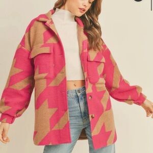 Pink and Tan Women's Jacket